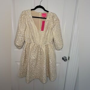 NWT Lilly Pulitzer Dazzle Leopard Jacquard Calyssa 3/4 sleeve dress Size 8
